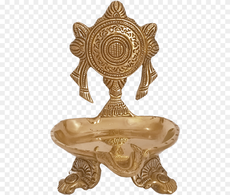 Well Desinged Sangu Chakara Brass Oil Lamp For Pooja Antique, Bronze, Gold Free Transparent Png