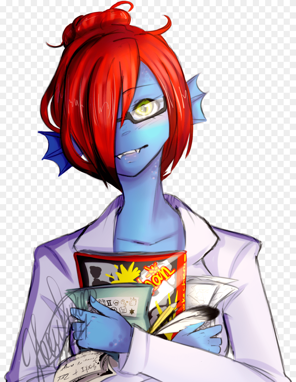 Well Heh I Decided To Paint Swap Undyne I Cant Even Undertale Transparent Undyne Fanart, Adult, Publication, Person, Woman Png