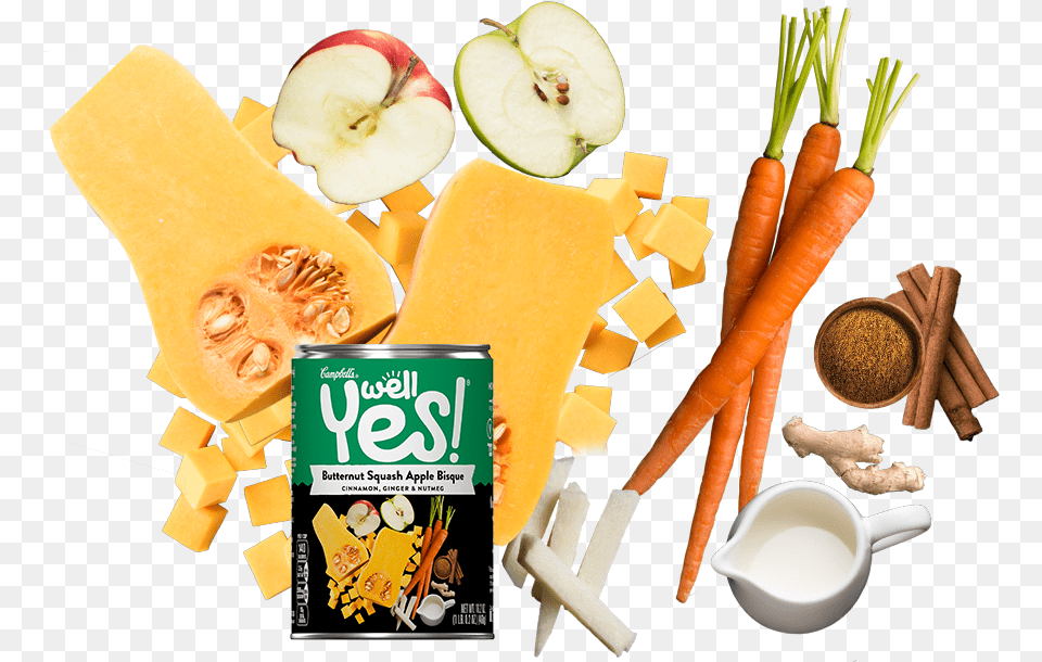 Well Yes Butternut Squash Apple Bisque Diet Food, Produce, Plant, Fruit, Can Png
