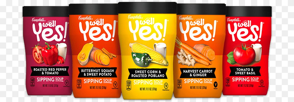 Well Yes Sipping Soups Product Line Up Carbonated Soft Drinks, Beverage, Juice, Advertisement, Food Free Png Download