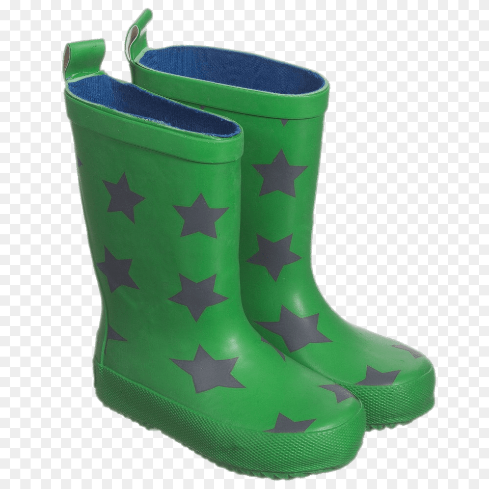 Wellies Green And Stars Celavi, Boot, Clothing, Footwear, Shoe Png Image