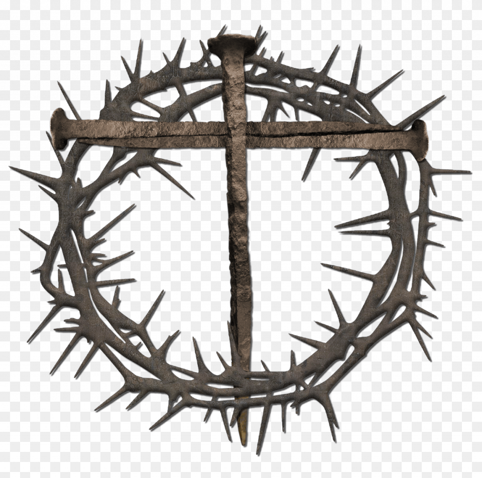 Wellsuited Cross With Thorn Crown Jesus On Of Thorns Clipart Clip, Symbol, Electronics, Hardware, Plant Free Transparent Png