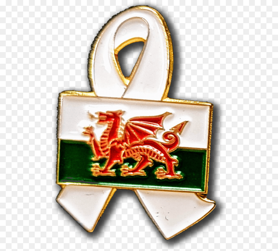 Welsh Flag Enamel Badge U2014 White Ribbon Uk Emblem, Logo, Symbol, Accessories, Bag Free Png Download
