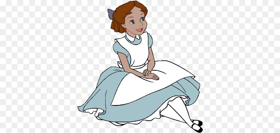 Wendy Darling In Wonderland Sitting By Cyberkey63 Kiki In Wonderland, Book, Comics, Publication, Baby Png Image