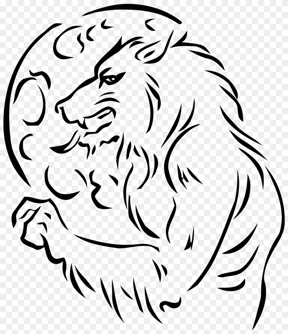 Werewolf And Moon Black And White Clipart, Animal, Lion, Mammal, Wildlife Png Image