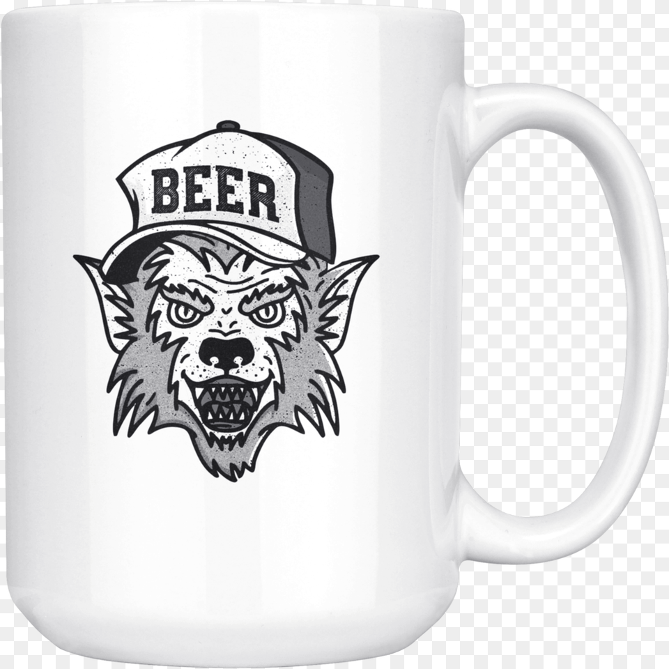 Werewolf Beer Hat 15oz Mug Drinkware Mug, Cup, Beverage, Coffee, Coffee Cup Png Image