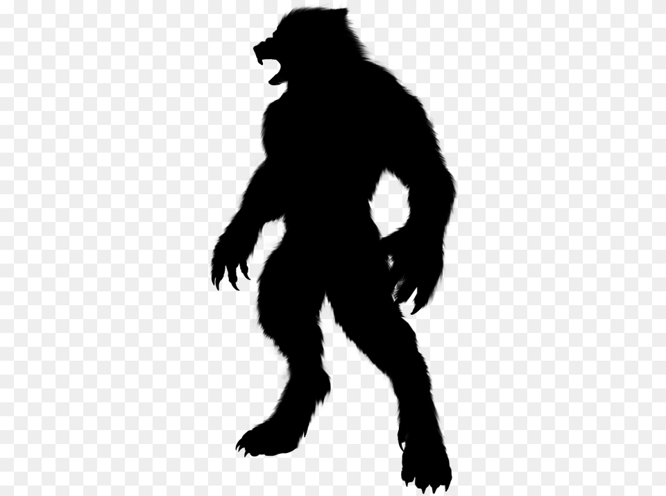 Werewolf Silhouette 12 Drawing Of The Dogman, Gray Png