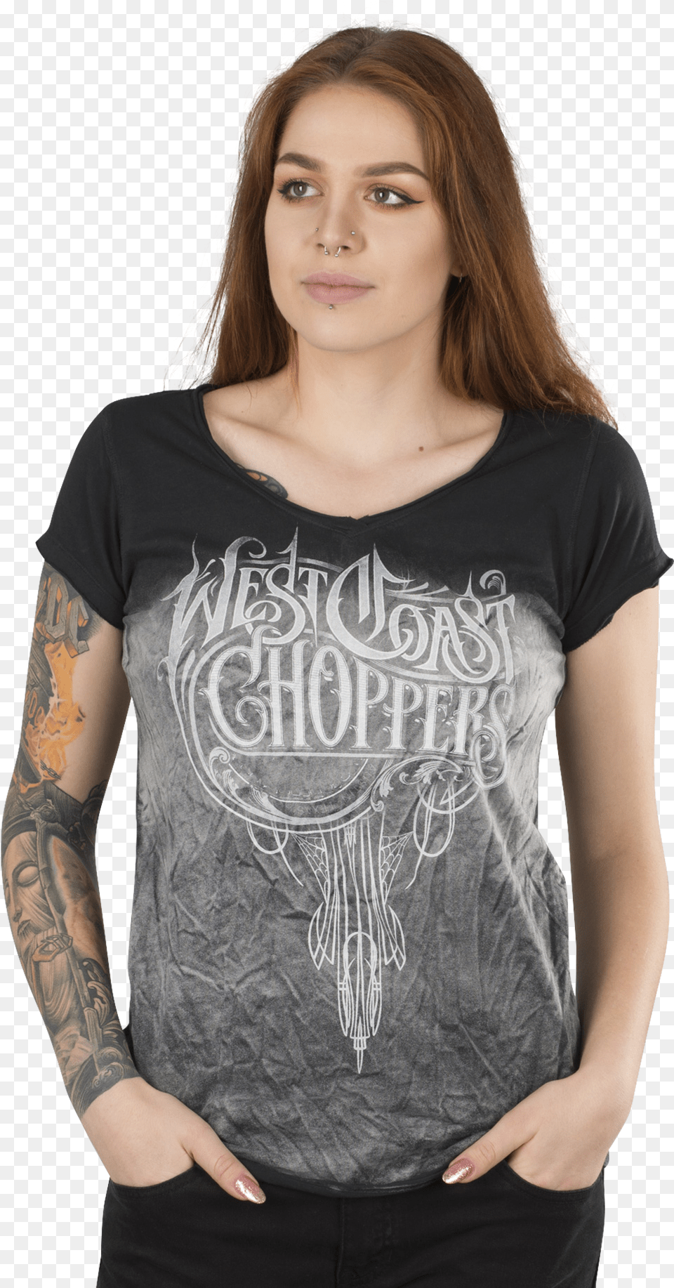 West Coast Choppers Old Western Ladies Scoop Neck, Adult, T-shirt, Person, Female Free Png