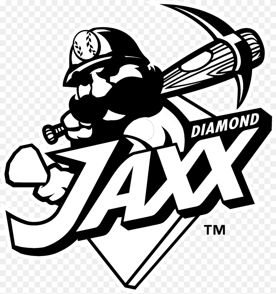 West Tenn Diamond Jaxx Logo Black And White Diamond Jaxx Baseball Club, People, Person, Stencil, Helmet Free Png Download