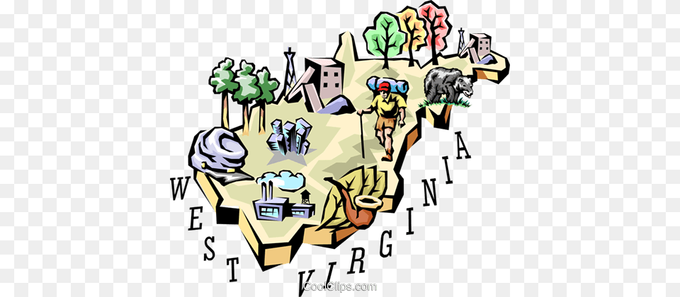 West Virginia Vignette Map Royalty Free Vector Clip Art, Publication, Book, Comics, Boy Png