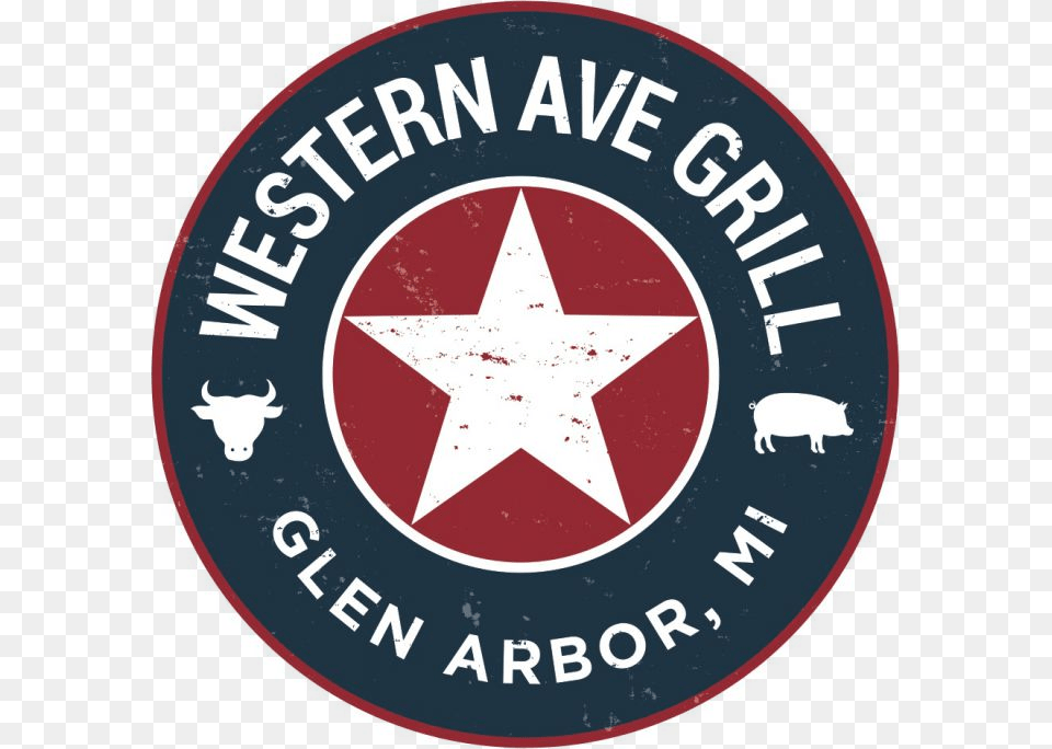 Western Ave Grill Logo Emblem, Symbol, Sign, Road Sign, Star Symbol Free Png