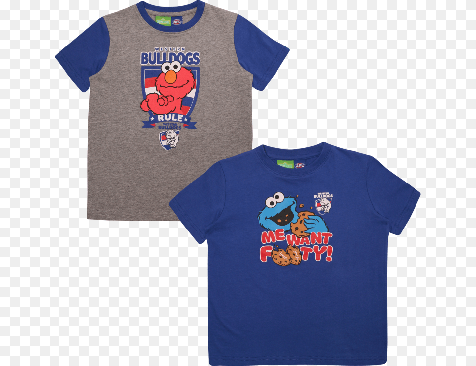 Western Bulldogs Sesame Street Toddler 2 Tees Gift Cartoon, Clothing, Shirt, T-shirt, Animal Png Image
