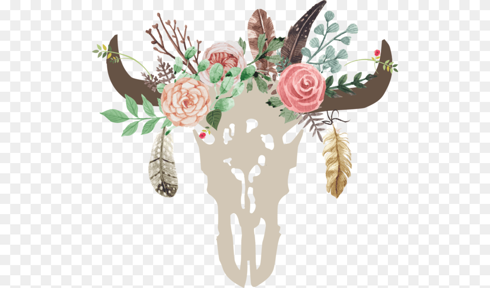 Western Clip Art Bull Skull With Flowers, Floral Design, Flower, Flower Arrangement, Flower Bouquet Png Image