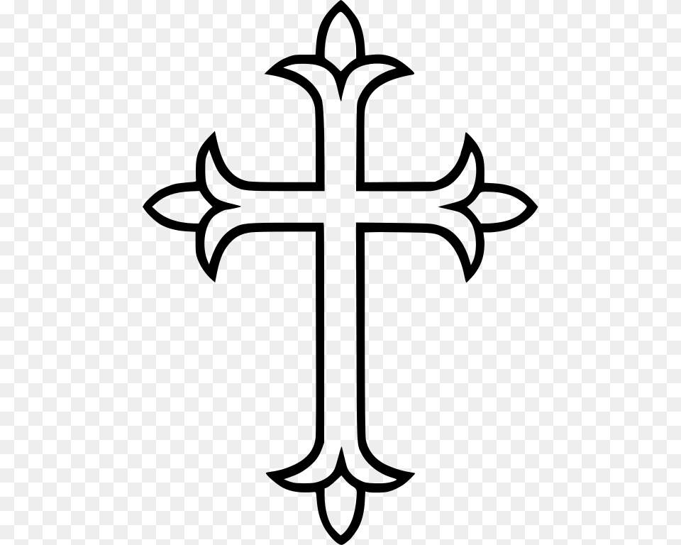 Western Clipart Cross, Gray Png