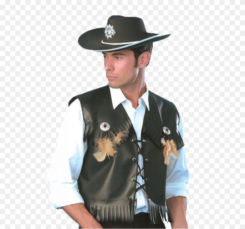Western Cowboy Photo Background Black Cowboy Outfit, Vest, Clothing, Hat, Person Free Png Download