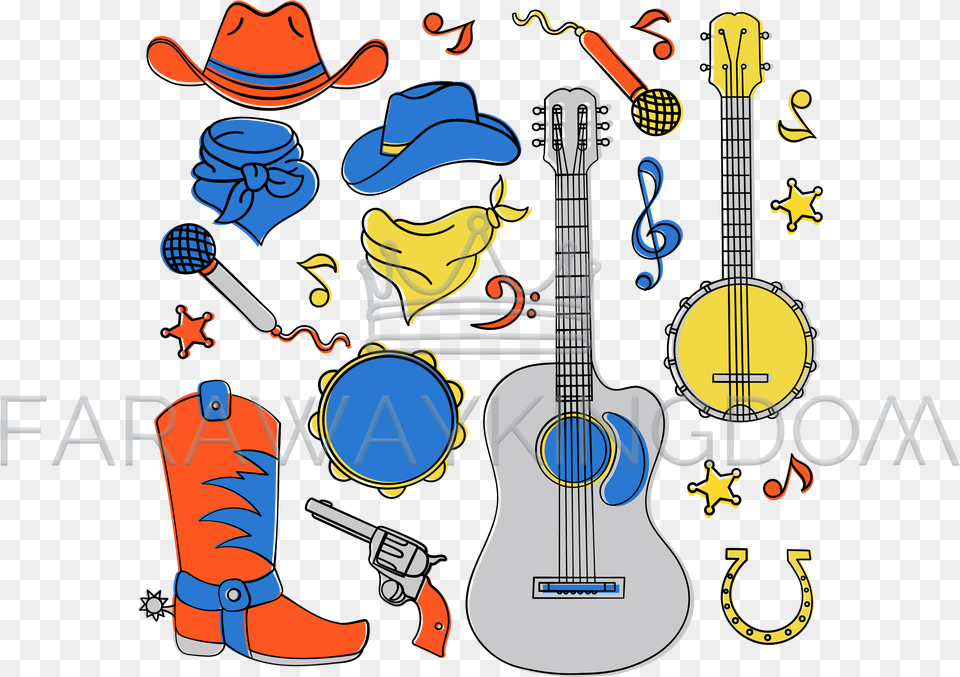 Western Festival Vector Illustration Clip Art, Guitar, Musical Instrument, Person, Clothing Png Image