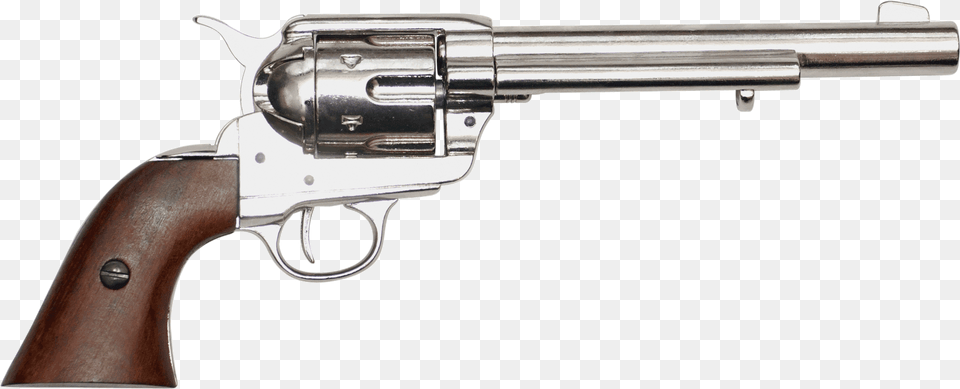 Western Gun Silver Revolver Gun, Firearm, Handgun, Weapon Png Image