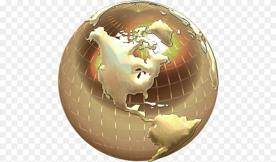 Western Hemisphere Golden World Logo Transparent, Globe, Astronomy, Planet, Outer Space Png Image