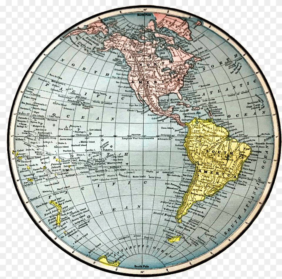 Western Hemisphere Map Vintage, Astronomy, Outer Space, Planet, Globe Png Image