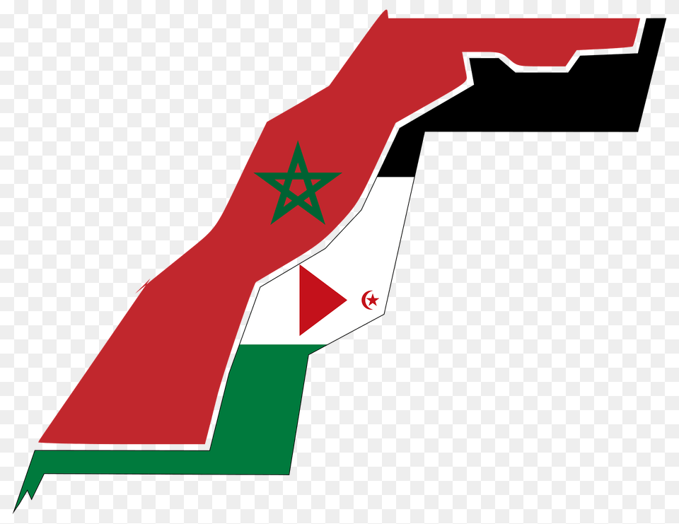 Western Sahara Flag Map With Stroke Clipart, Symbol, Dynamite, Weapon Free Transparent Png