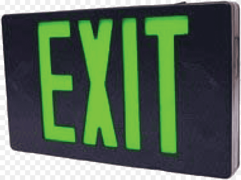 Westgate Led Universal Exit Signs Led Exit Light Green Letters Black Housing, License Plate, Transportation, Vehicle, Scoreboard Png Image