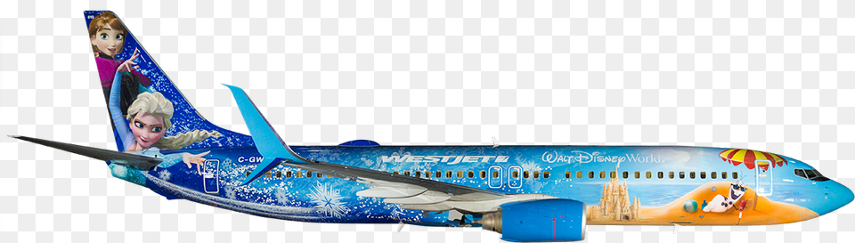 Westjet And Disney39s Frozen Themed Plane Elsa And Anna Airplane, Aircraft, Airliner, Transportation, Vehicle Free Png