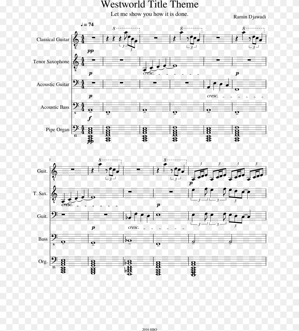Westworld Theme Song Guitar Note Download Toxic Trombone Sheet Music, Gray Free Transparent Png