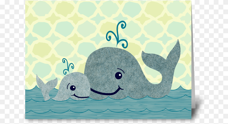 Whale Dad And Baby In The Sea Greeting Card Cartoon, Home Decor, Art, Rug Free Transparent Png
