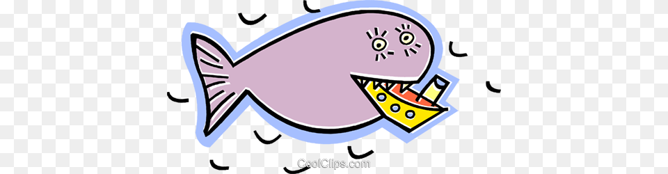 Whale Eating A Ship Royalty Vector Clip Art Illustration, Animal, Sea Life, Fish Free Png