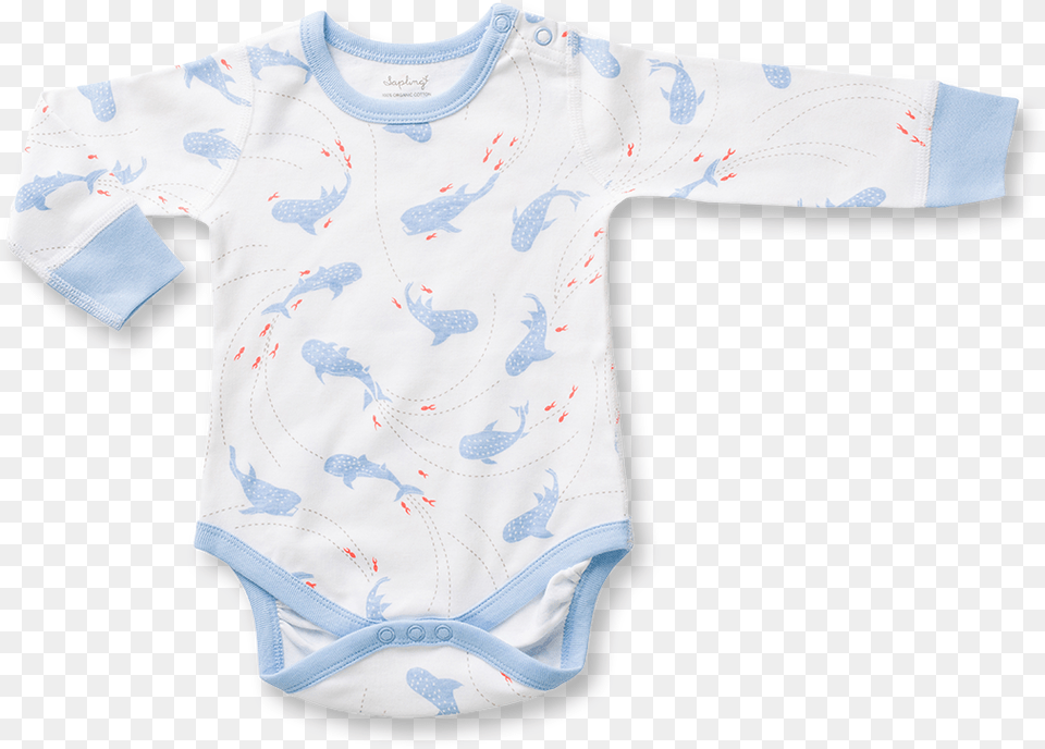 Whale Shark Long Sleeve Bodysuit Whale Shark Baby Print, Diaper Free Transparent Png