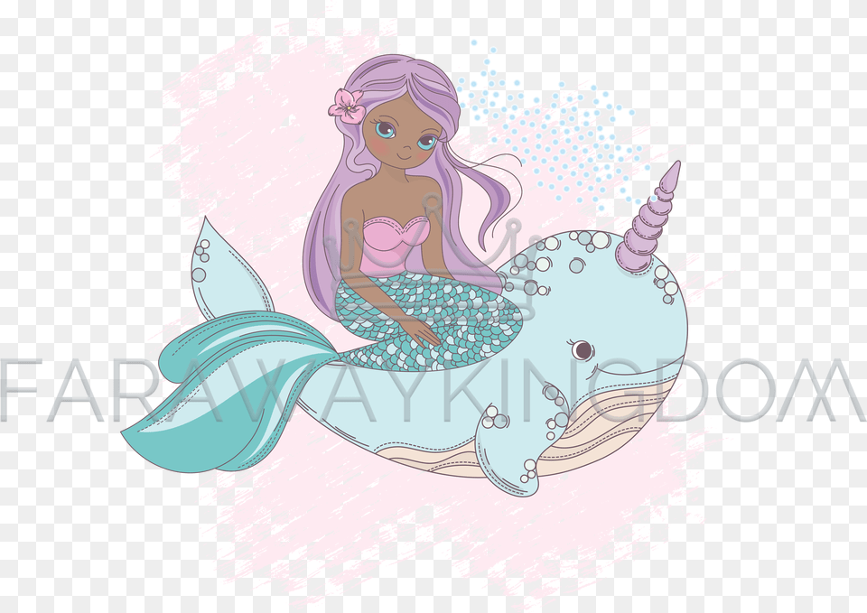 Whale Unicorn Mermaid Princess Sea Vector Illustration Set Mermaid, Baby, Person, Water Sports, Leisure Activities Free Png Download