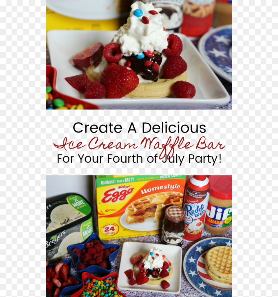 What Are Your Ideas For A Waffle Bar At An Event This Kellogg39s Eggo Blueberry Waffles 24 Count 296 Oz, Cream, Dessert, Food, Berry Png Image