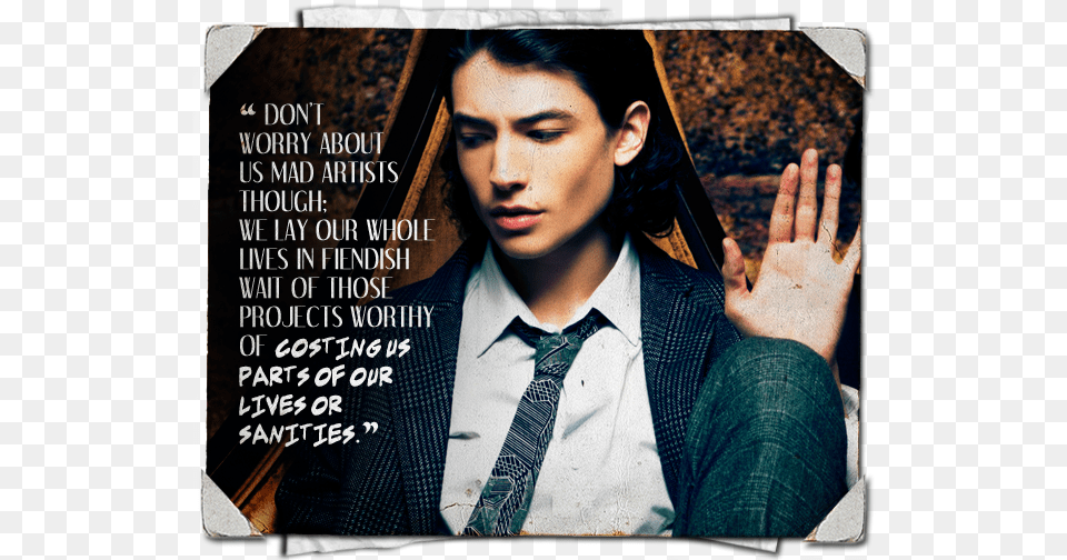 What Would You Sacrifice A Sliver Of Sanity For Ezra Miller Flash Quotes, Accessories, Person, Man, Male Png