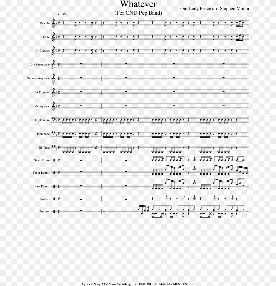 Whatever Sheet Music Composed By Our Lady Peace Arr Document, Gray Png