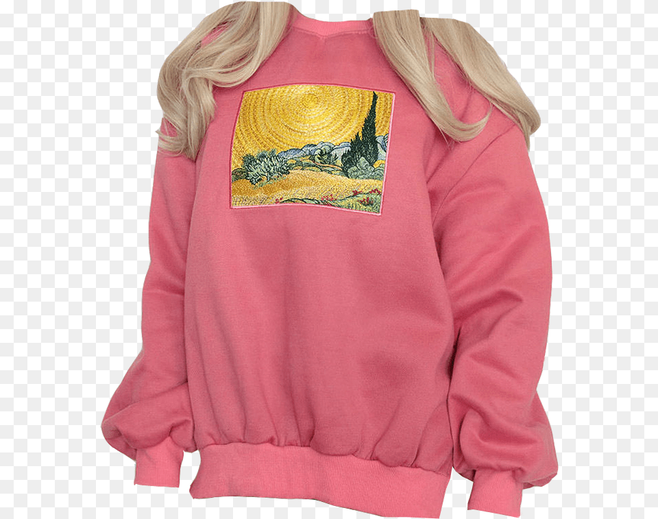 Wheat Field Cypresses Sweatshirt Polyvore Niche Clothing, Adult, Female, Hoodie, Knitwear Png Image