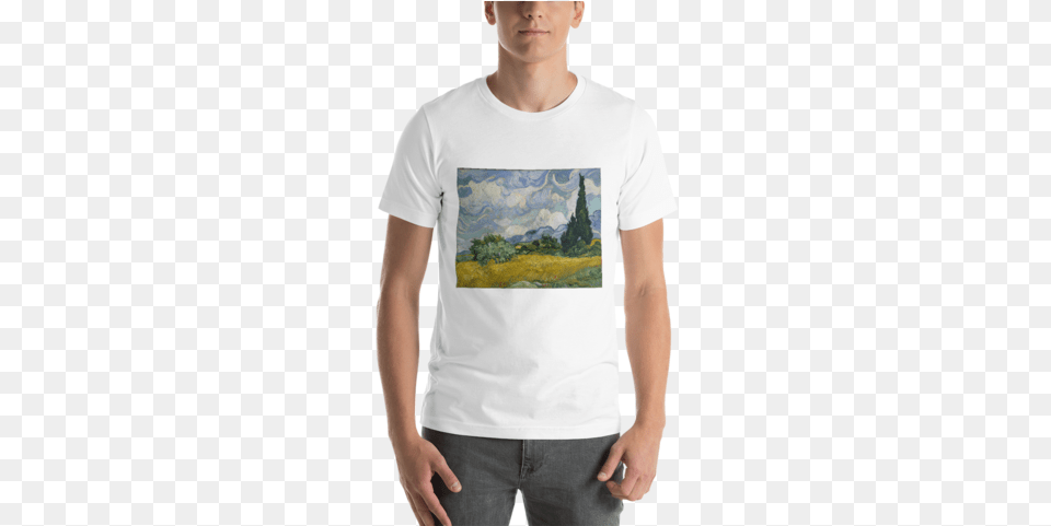Wheat Field With Cypresses Cotton Art Tee For Wheat Field With Cypresses Masterpiece Classic, Clothing, T-shirt, Shirt Free Png Download