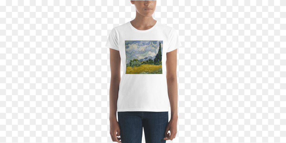 Wheat Field With Cypresses Cotton Art Tee For Wheatfield With Cypresses, Clothing, T-shirt Png