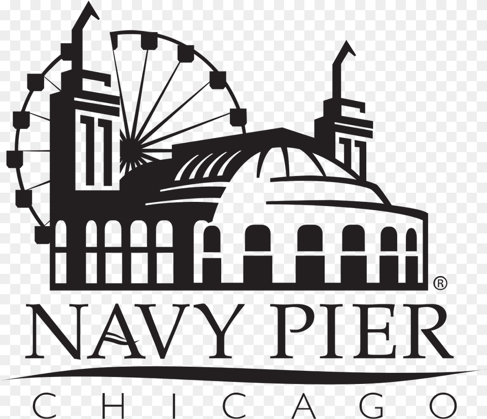 Wheel Clipart Outline Navy Pier Chicago Logo, Advertisement, Poster Png Image