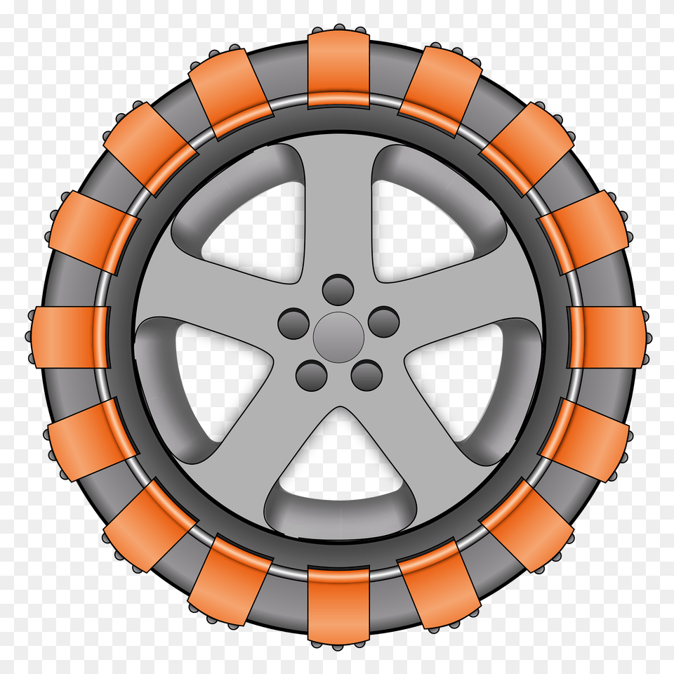 Wheel With Chain Clipart, Alloy Wheel, Vehicle, Transportation, Tire Free Png