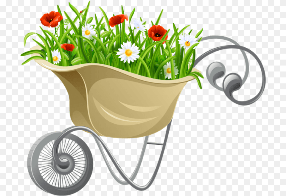 Wheelbarrow With Flowers Images Transparent Flowers, Plant, Potted Plant, Planter, Vase Free Png
