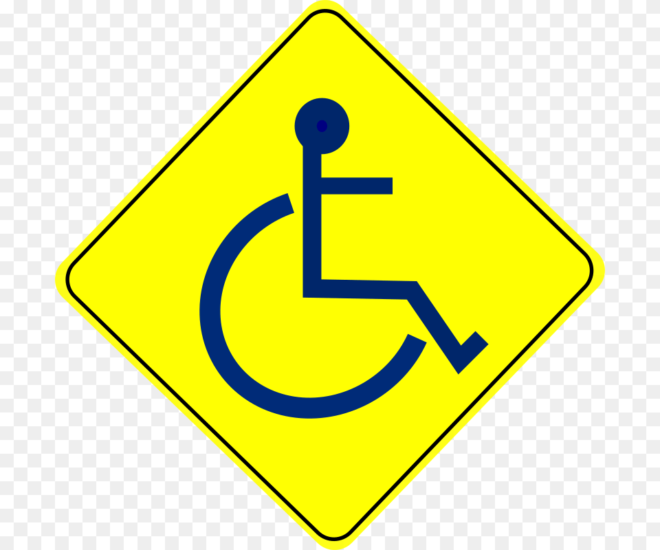 Wheelchair Caution Sign Blue Caution Wheelchair Sign, Symbol, Road Sign Png Image