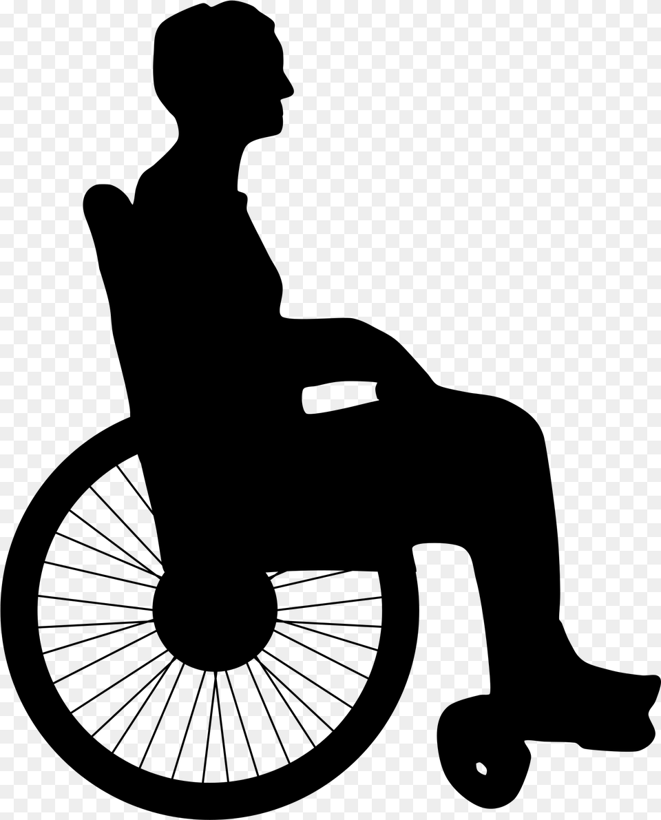 Wheelchair Disability Silhouette Man Old Age Person In Wheelchair Clipart, Gray Free Transparent Png