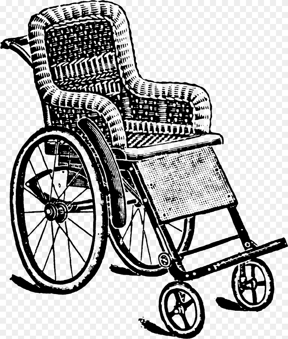 Wheelchair Victorian Era Vintage Clip Art, Gray Free Png Download