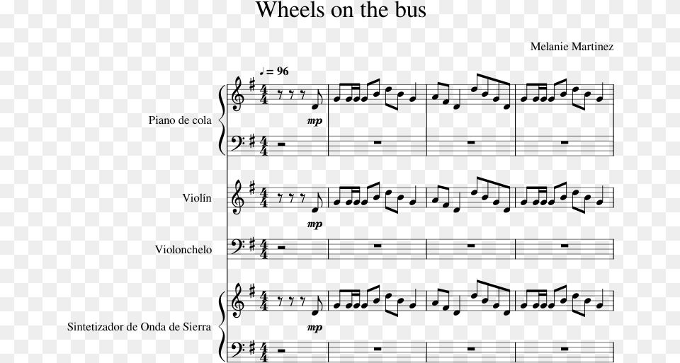 Wheels On The Bus Melanie Martinez Piano Sheet Music, Gray Free Png