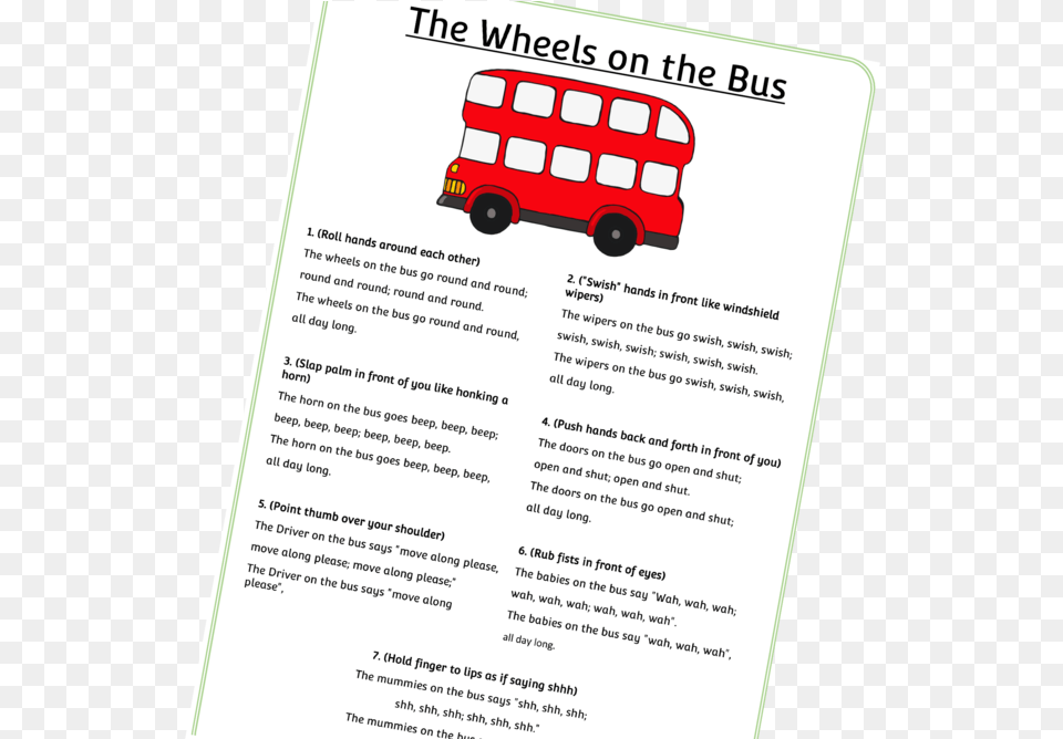 Wheels On The Bus39 Action Songrhymewords The Wheels On The Bus, Advertisement, Poster, Page, Text Free Png