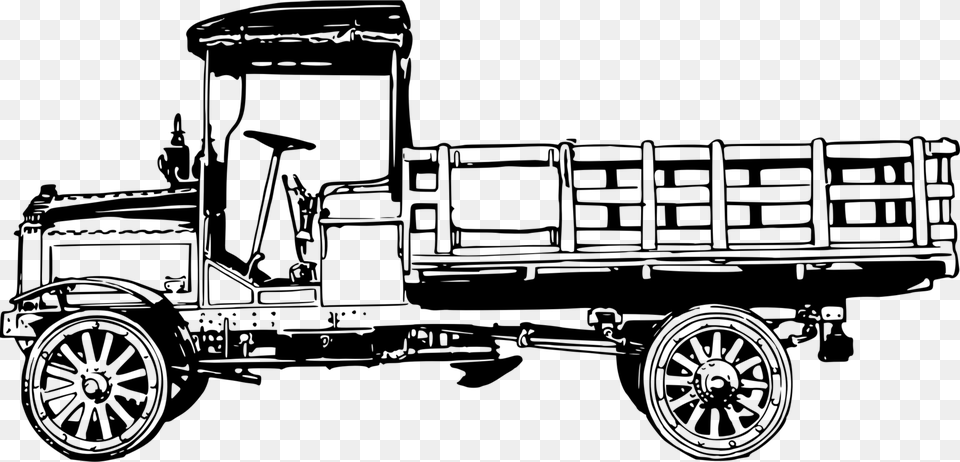 Wheelwagoncar Vintage Trucks In Black And White, Gray Png Image