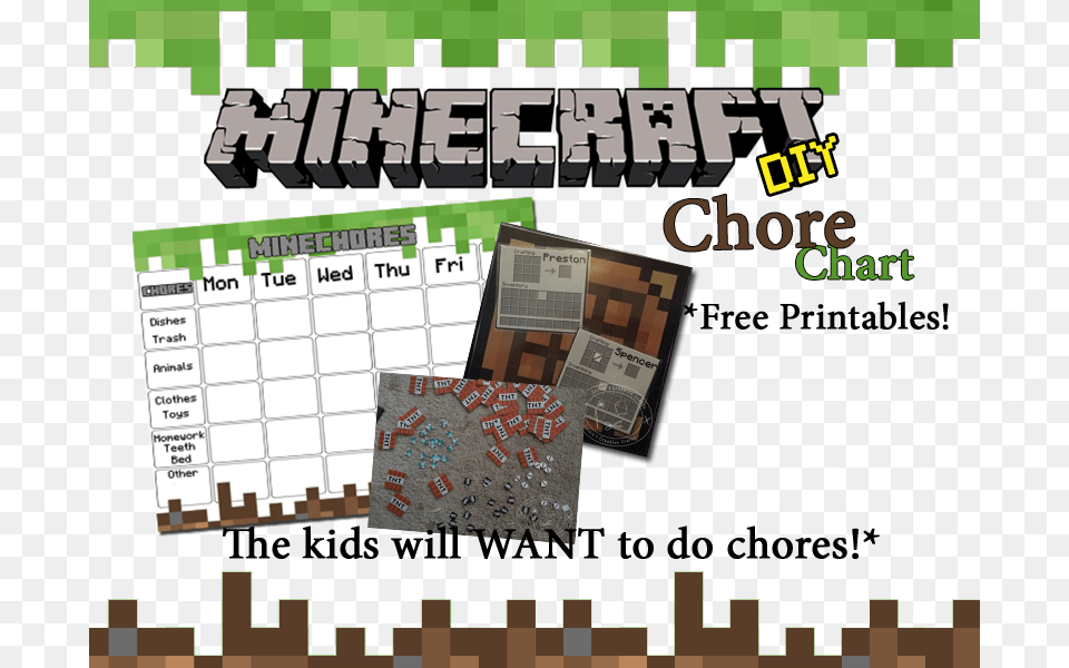 When It Comes To Chores In Our House It Becomes A Printable Minecraft Chore Chart, Text Free Png