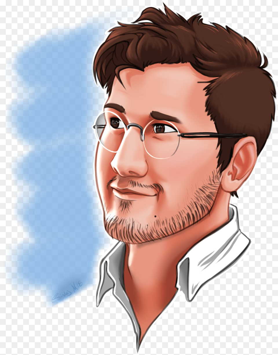 When Markiplier Gets A New Pair Of Glasses That Are Cartoon, Person, Beard, Portrait, Face Free Png Download