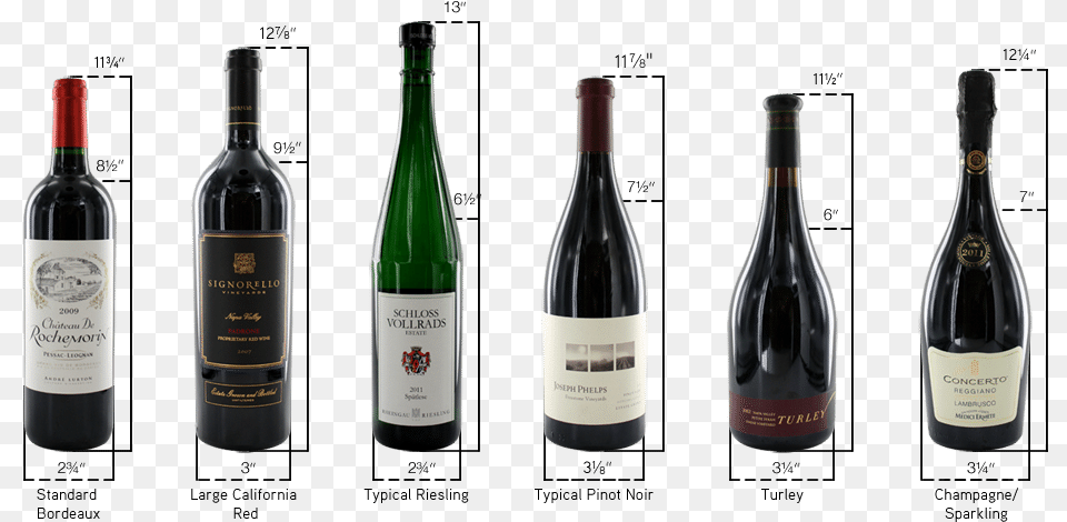 When We Reference Bottle Capacity For Our Wine Cellars Wine Bottle Dimensions In Inches, Alcohol, Beverage, Liquor, Wine Bottle Png Image