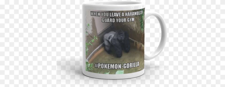 When You Leave A Harambe To Guard Your Gym Pokemon Gorilla, Animal, Ape, Cup, Mammal Free Transparent Png